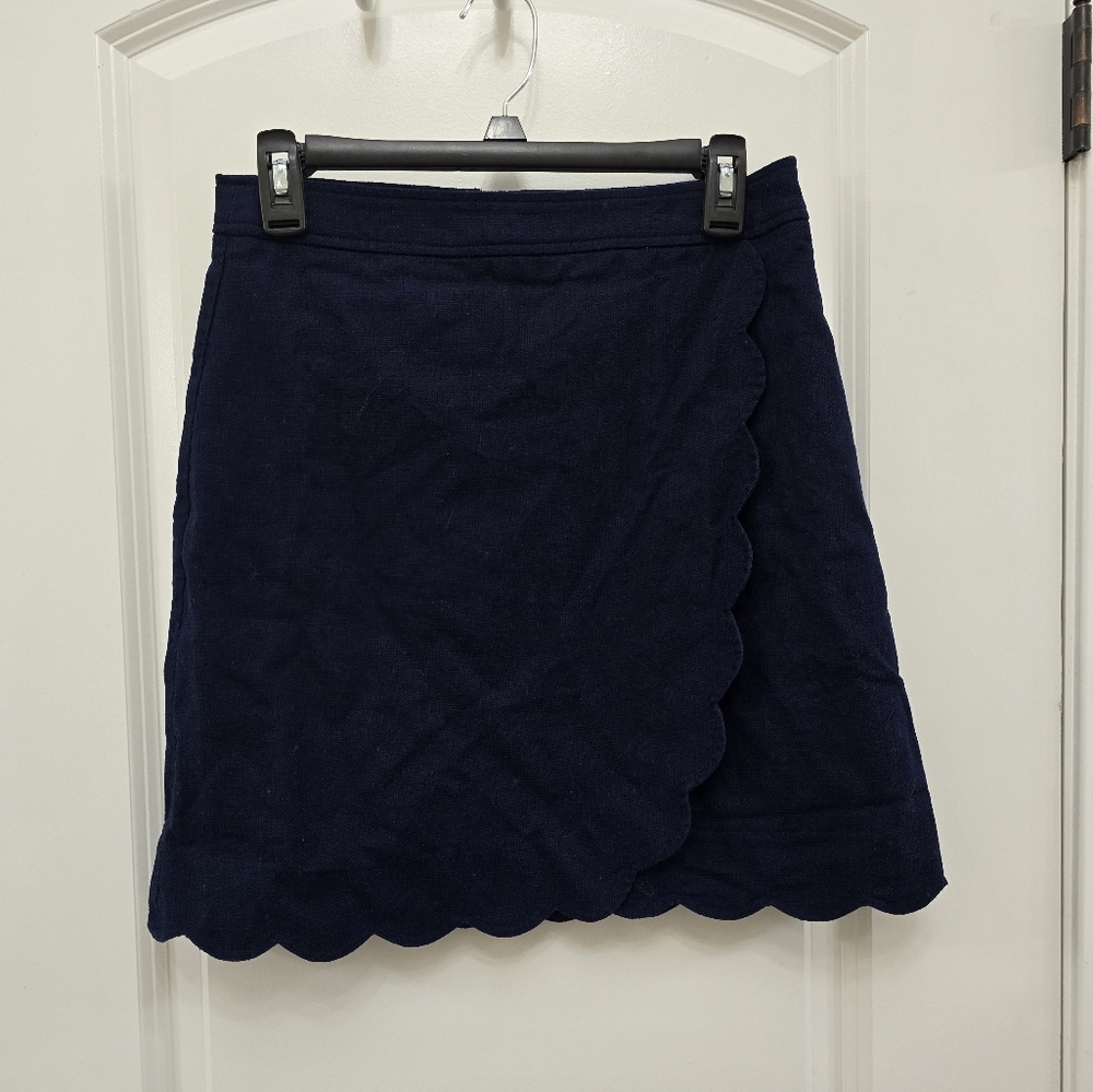 J. Crew Navy Blue Scalloped Skirt
